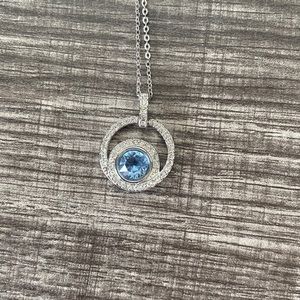 Swarovski Crystal Blue Circle Pendant Necklace